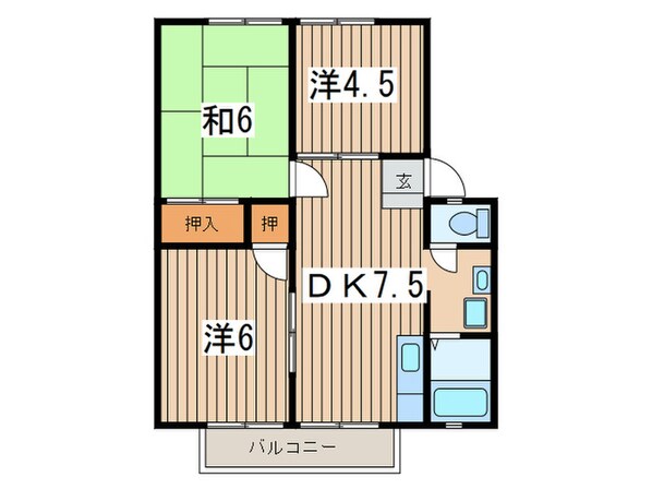 コズミックシティ宮沢第１Ａの物件間取画像